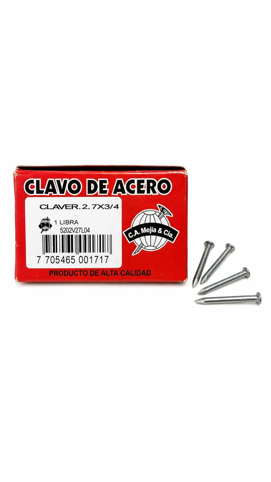 Clavo de acero 3/4 plateado caja 500gr